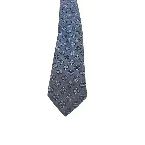 The Tie Bar‎ Stain Resistant Hand Made 100% Silk Men's Neck Tie Blue Geometric - Picture 1 of 9